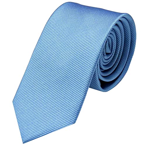 GASSANI Hell-Blaue Streifen-Krawatte 8cm Breite, Einfarbig Rippen Gestreift, Rips Herrenkrawatte Anzug-Schlips Binder Uni Farben, Feine Streifen von GASSANI