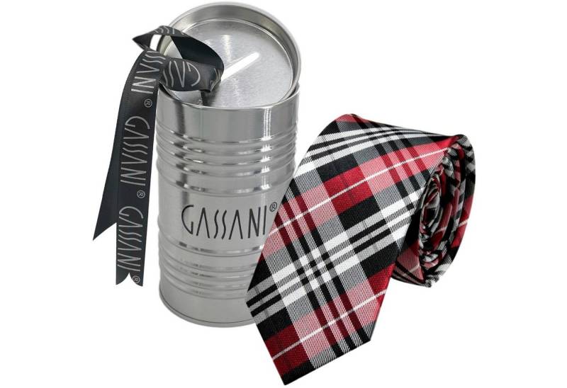 GASSANI Krawatte Slim Karo Herren-Schlips Schmal zum Anzug Sakko (Set, 2-St., Businesskrawatte, Kariert mit Feinen Streifen, Schotten-Karo, Glencheck-Design, Tartan, Plaid, Karomuster, inkl Geschenkverpackung) Retro Männer Binder, In Geschenk-Box Dose Blech-Spardose, Seide-Touch von GASSANI