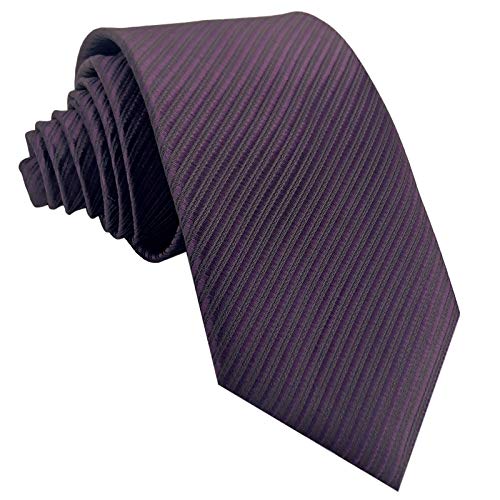 GASSANI Lila Krawatte 10cm klassische Breite gestreift | Herrenkrawatte Violett zum Sakko | Schlips Binder einfarbig mit Streifen von GASSANI