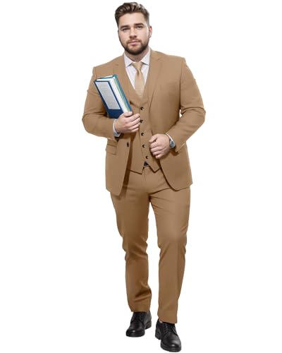 GATMSTZ Herrenanzug, formell, groß, hoch, 3-teilig, 2 Knöpfe, Hochzeitsjacke, Weste, Hose, Khaki, 56 GATMSTZ Herrenanzug, formell, groß, hoch, 3-teilig, 2 Knöpfe, Hochzeitsjacke, Weste, Hose, Khaki, 56 von GATMSTZ