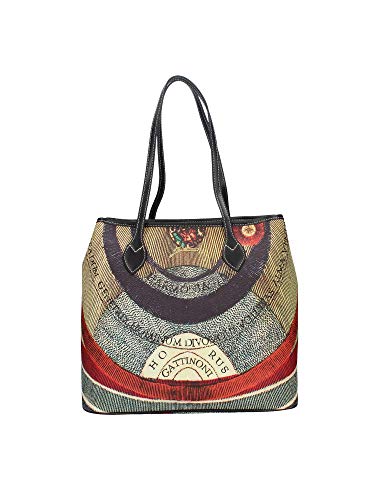 BORSA DONNA GATTINONI PLANETARIUM SHOPPING BAG M CHEK BLACK BIGPL6434 CO von GATTINONI