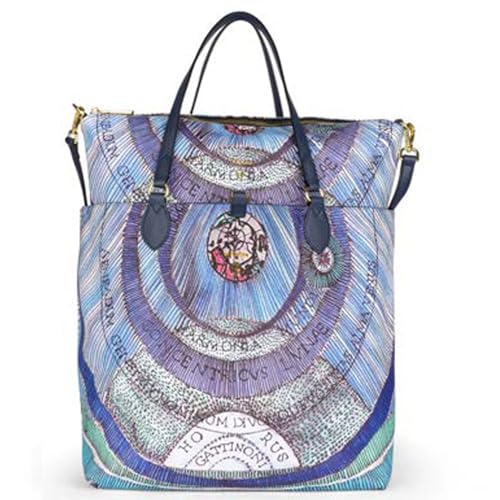 Gattinoni Damentasche Shopping Bag wendbar Planetarium Marineblau Aquamarine Schultertasche Umhängetasche, Marineblau Aquamarin von GATTINONI