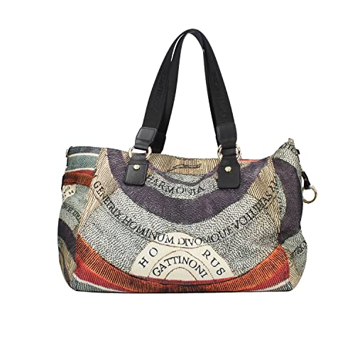 Gattinoni Planetarium Maya Damen Schultertasche Doppelgriff Nylon/Leder Bigmx6488Wil, Schwarz , Einheitsgröße von GATTINONI