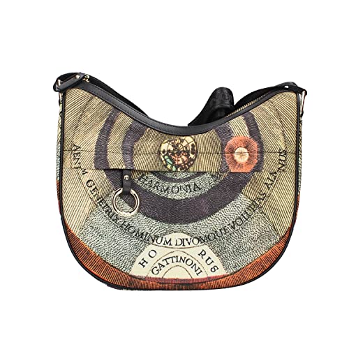 Gattinoni Planetarium Maya Damen Schultertasche Small Hobo Nylon/Leder Bigmx6731Wil, Schwarz , Einheitsgröße von GATTINONI