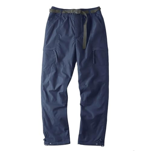 GAUASUIM Damen Softshellhose Wanderhose Skihose Gefüttert Fleece Warm Wasserdicht Winddicht Thermohose Outdoorhose Snowboardhose Trekkinghose Funktionshose Winter mit Gürtel 6 Taschen Blau 4XL von GAUASUIM