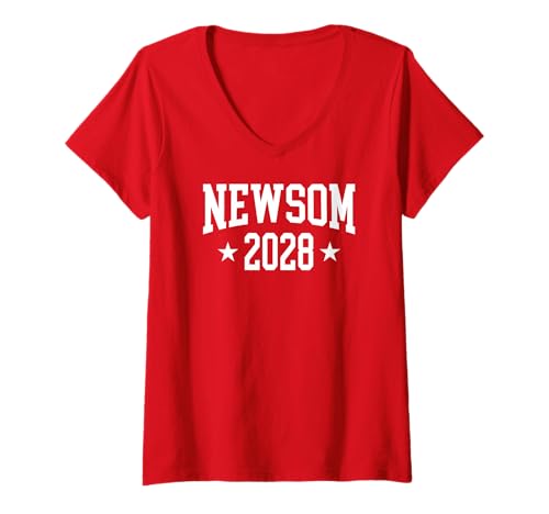 Damen Gavin Newsom Für den Präsidenten 2028 T-Shirt mit V-Ausschnitt Damen Gavin Newsom Für den Präsidenten 2028 T-Shirt mit V-Ausschnitt von GAVIN NEWSOM For President 2028 Athletic Shop