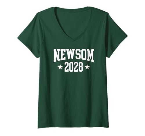 Damen Gavin Newsom Für den Präsidenten 2028 T-Shirt mit V-Ausschnitt Damen Gavin Newsom Für den Präsidenten 2028 T-Shirt mit V-Ausschnitt von GAVIN NEWSOM For President 2028 Athletic Shop