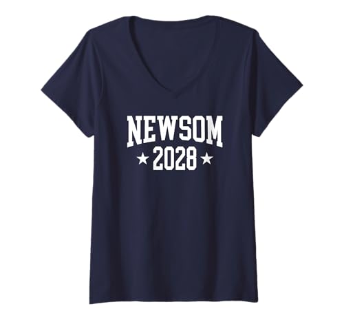 Damen Gavin Newsom Für den Präsidenten 2028 T-Shirt mit V-Ausschnitt Damen Gavin Newsom Für den Präsidenten 2028 T-Shirt mit V-Ausschnitt von GAVIN NEWSOM For President 2028 Athletic Shop