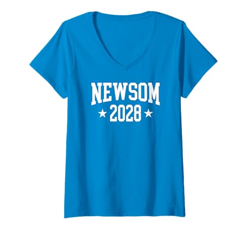 Damen Gavin Newsom Für den Präsidenten 2028 T-Shirt mit V-Ausschnitt Damen Gavin Newsom Für den Präsidenten 2028 T-Shirt mit V-Ausschnitt von GAVIN NEWSOM For President 2028 Athletic Shop