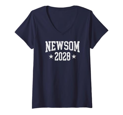 Damen Gavin Newsom Für den Präsidenten 2028 T-Shirt mit V-Ausschnitt von GAVIN NEWSOM For President 2028 W. Details Shop