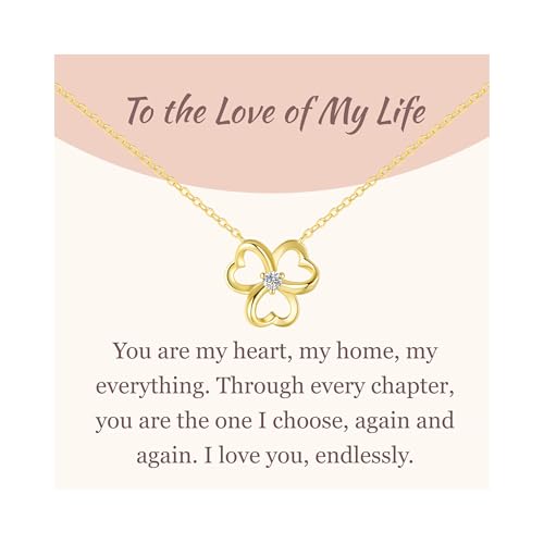 GAVU 14K vergoldete 925 Silber Kleeblattkette mit Kleeblatt-Anhänger Goldene Glückskette mit Zirkonia Anhänger für Damen von GAVU