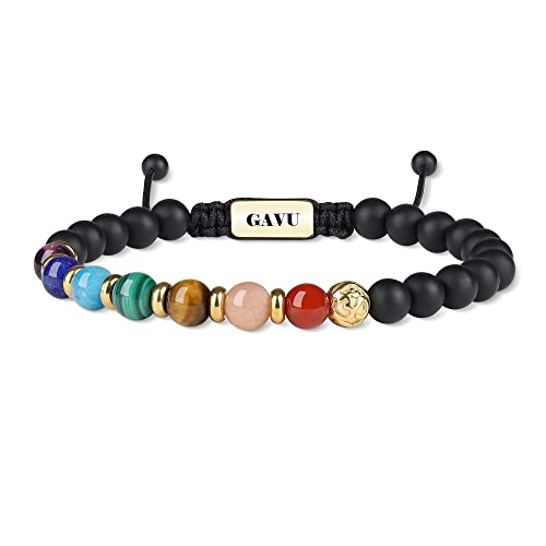 GAVU 7 Chakra Chakra Ausgleichsstein Armband mit Mattem Onyx 16cm von GAVU