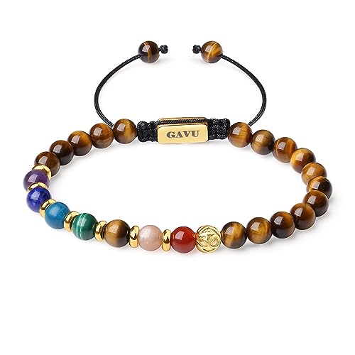 GAVU 7 Chakra Kristall Armband mit Gelbem Tigerauge 16cm von GAVU