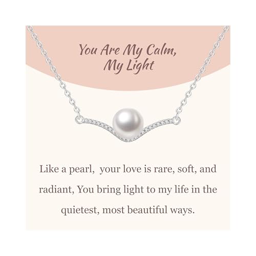 GAVU 925 Silber Kette mit Perlen Anhänger Zirkonia Süßwasserperlen Kette für Damen Geschenk für Frauen Mama Freundin von GAVU