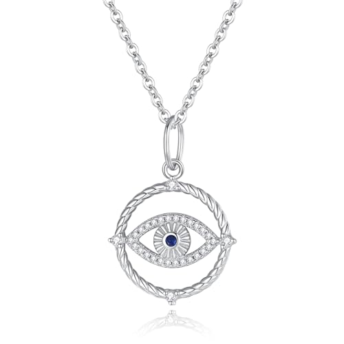 GAVU Nazar Auge Kette für Damen 925 Sterling Silber,Böse Blick Halskette mit Zirkonia,Evil Eye Anhänger Halskette für Frauen Mädchen Silber von GAVU