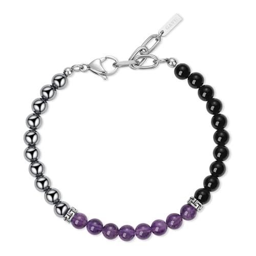 GAVU Amethyst Armband mit Schwarzer Obsidian und Hämatit Steinperlen Triple Protection Armbänder für Herren GAVU Amethyst Armband mit Schwarzer Obsidian und Hämatit Steinperlen Triple Protection Armbänder für Herren von GAVU