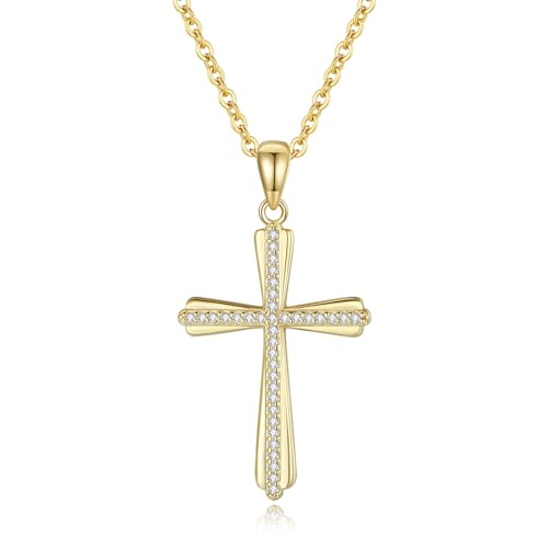 GAVU Damen 925 Sterling Silber zierliche Kreuz Halskette, zierliche Gold Halskette für Damen von GAVU