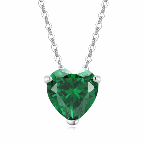 GAVU Damen-Halskette Sterling Silber Kette Cubic mit Smaragd Zirkonia Herz-Anhänger Solitärkette GAVU Damen-Halskette Sterling Silber Kette Cubic mit Smaragd Zirkonia Herz-Anhänger Solitärkette von GAVU