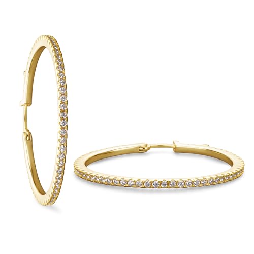 GAVU Damen Ohrringe Silber 925 Creolen mit Zirkonia Kleine goldene Ohrschmuck von GAVU