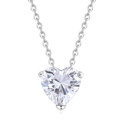 GAVU Damenkette aus Sterlingsilber mit Klaren Cubic Zirkonia Herz-Anhänger,Herz Kette Damen von GAVU