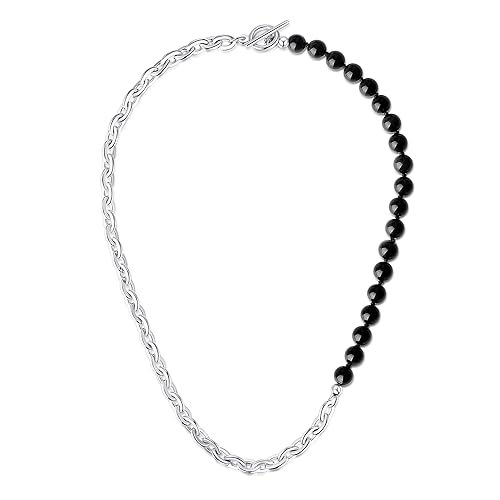 GAVU Edelstahl Kabelkette Schwarzer Obsidian Halskette für Männer 50cm von GAVU