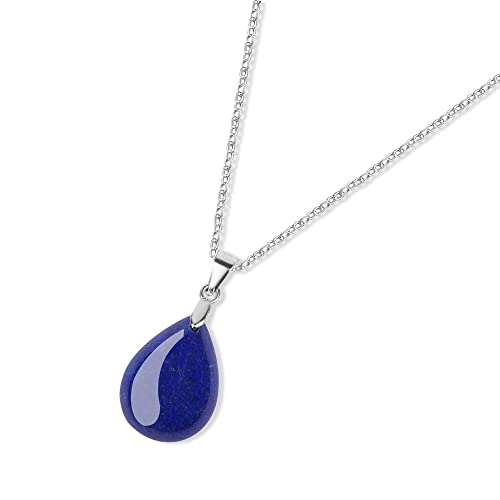 GAVU Elegantes Geschenk Damen Feine Silberkette mit Lapislazuli Wassertropfen Anhänger Kristall Anhänger von GAVU