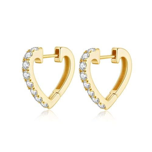 GAVU Frauen Herz Creolen aus 925 Sterling Silber 14K Vergoldet Ohrringe für Damen von GAVU