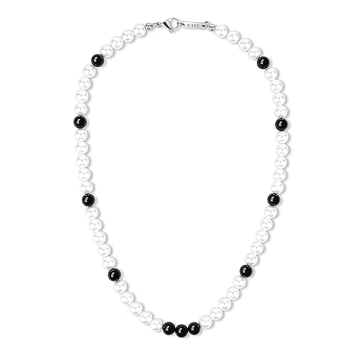 GAVU Geschenk für Herren Muschelperlen Onyx Kristall Perlenkette 51cm von GAVU