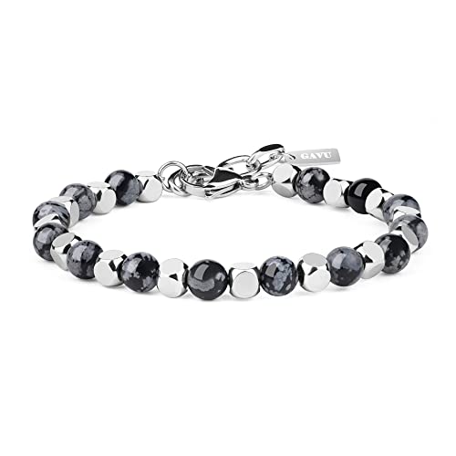 GAVU Geschenke Kristall Armband Perlen Armband aus Schneeflocken Obsidian und Edelstahlperlen von GAVU