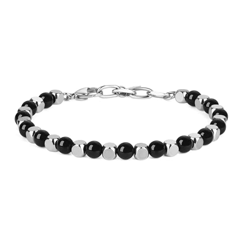 GAVU Geschenke Kristall Armband Perlen Armband aus Schwarzem Turmalin Schörl und Edelstahlperlen von GAVU