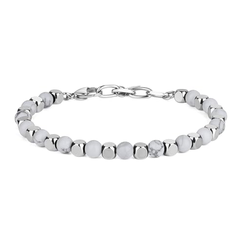 GAVU Geschenke Kristall Armband Perlen Armband aus Weißem Howlith und Edelstahlperlen von GAVU