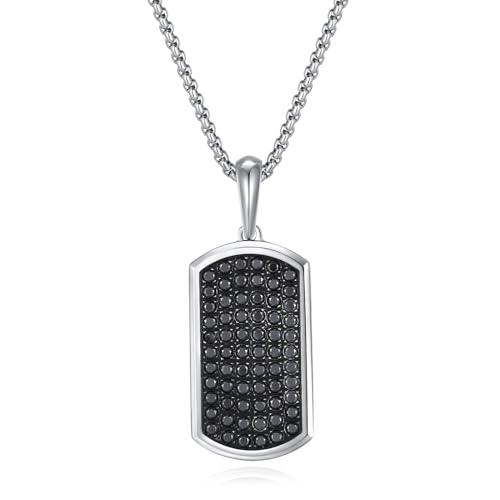 GAVU Herren Cubic Zirkonia Dog Tag Halskette mit Edelstahl Boxkette 55cm von GAVU