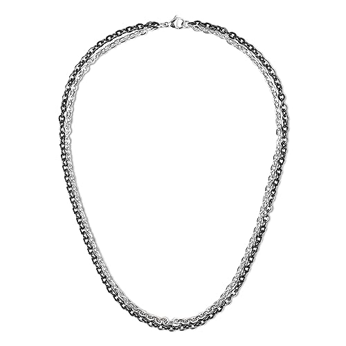 GAVU Herren Doppel Kandare Kette Halskette Schwarz und Silber Farbe 50cm von GAVU