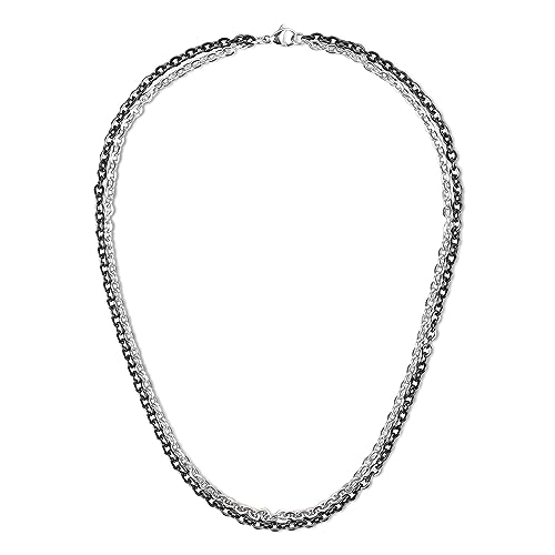 GAVU Herren Doppel Kandare Kette Halskette Schwarz und Silber Farbe 60cm von GAVU