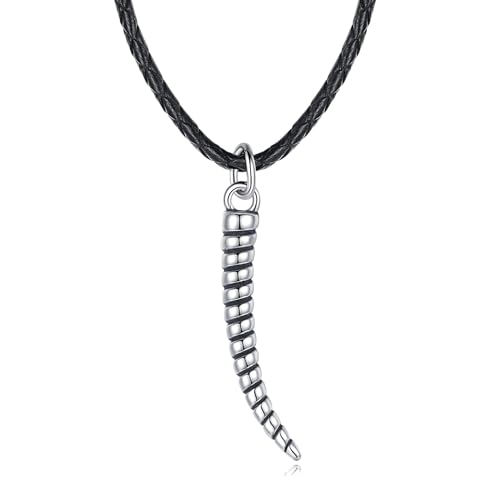 GAVU Herren Echtes schwarzes Lederkette mit Edelstahl Horn-Anhänger Herren Surfer Halskette von GAVU