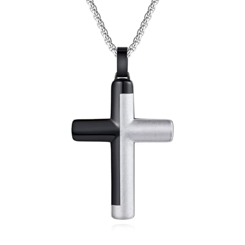 GAVU Silber Kreuz Kette Herren Kette mit Kreuz Anhänger Halskette Religiös Schmuck für Herren von GAVU