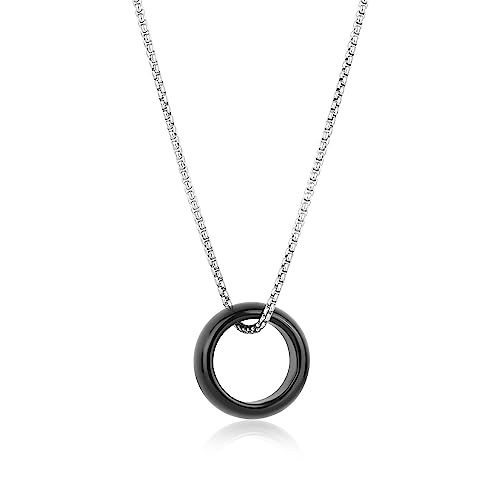 GAVU Herren-Halskette mit kreisförmigem Ringanhänger aus schwarzem Obsidian von GAVU