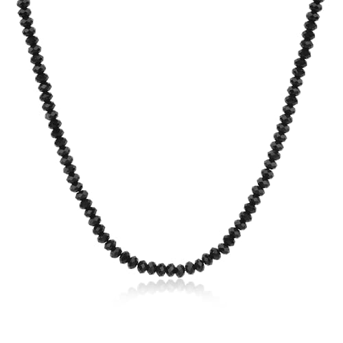 GAVU Herren Perlenkette mit natürlichen Kristall Schwarzer Onyx Perlen 50cm von GAVU