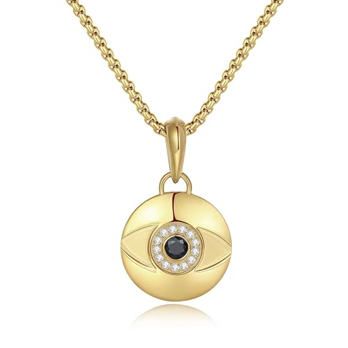 GAVU Nazar Auge Kette für Herren Damen edelstahl, Böse Blick Halskette mit Zirkonia, Evil Eye Anhänger Halskette für Männer und Frauen Gold 60cm von GAVU