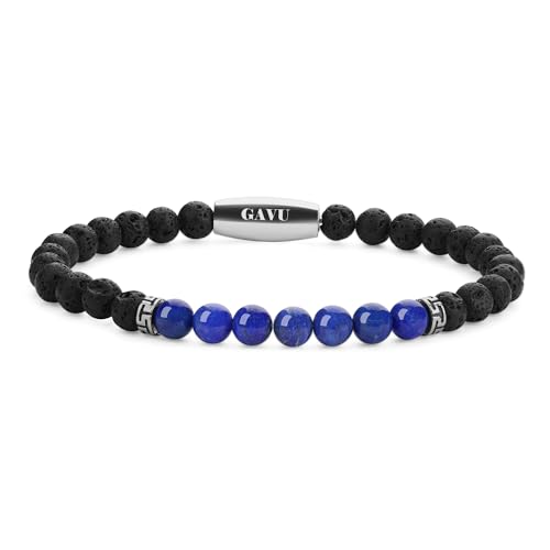 GAVU Herrenarmband mit Lavastein und Lapislazuli S von GAVU