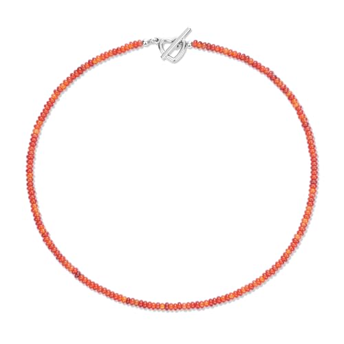 GAVU Karneol Halskette mit Herz Verschluss 4x2 mm Edelstein Perlenkette für Damen von GAVU