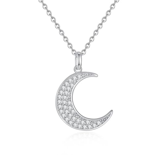 GAVU Kette mit Mond Anhänger für Damen Silber, Halskette Damen Silber 925, Geburtstags und Weihnachten Geschenk Für Frauen Mädchen Mama Freundin von GAVU