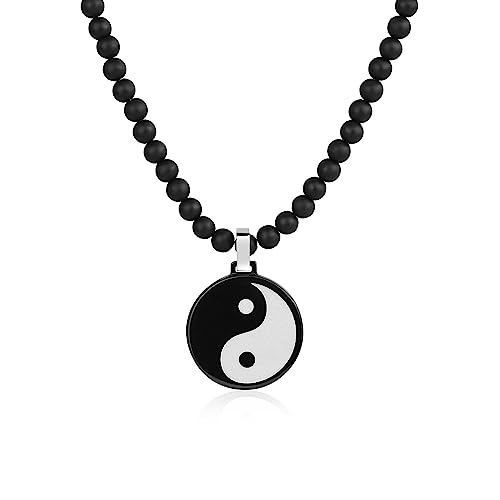 GAVU Kristall Onyx Perlen Yin Yang Herren Halskette 50cm von GAVU