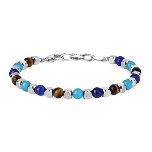 GAVU Mehrfarbiges Kristall Armband Perlen Armband aus Lapislazuli Türkis Tigerauge und Edelstahlperlen von GAVU