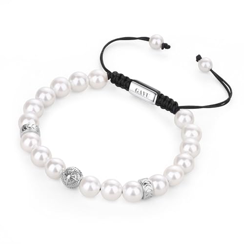 GAVU Muschelperlen Armband mit Kompass Anhänger Armbänder für Herren Silber GAVU Muschelperlen Armband mit Kompass Anhänger Armbänder für Herren Silber von GAVU