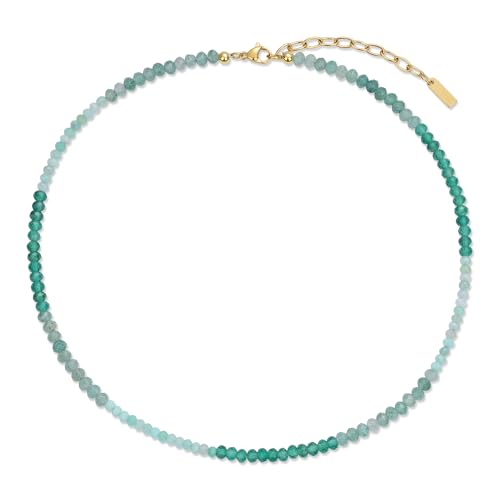 GAVU Naturstein Perlenkette mit 4x3 mm Grüner Aventurin Achat Australischer Jade Perlen Halskette für Damen von GAVU
