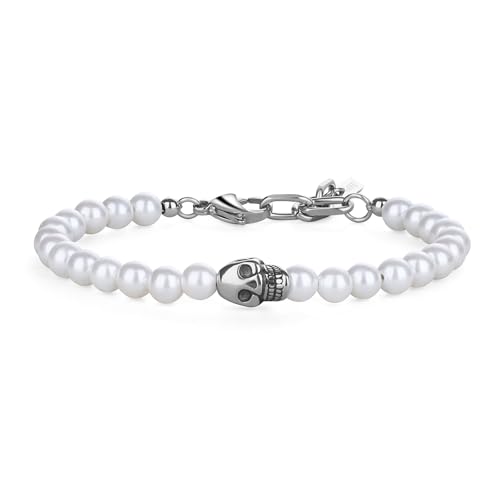 GAVU Perlen Armband Herren mit Totenkopf Charm und 6mm weißen Muschelperlen GAVU Perlen Armband Herren mit Totenkopf Charm und 6mm weißen Muschelperlen von GAVU