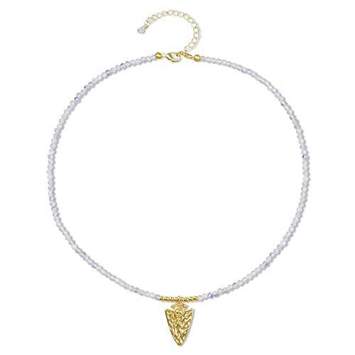 GAVU Pfeil Anhänger Facettierter Natürlicher Mondstein Perlen Mädchen Halskette von GAVU