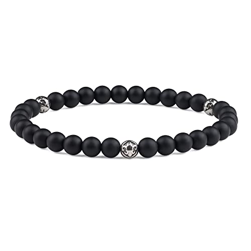 GAVU Unisex Kristall Armband Perlen Armband aus Mattem Onyx mit Fleur De Lis Größe M GAVU Unisex Kristall Armband Perlen Armband aus Mattem Onyx mit Fleur De Lis Größe M von GAVU