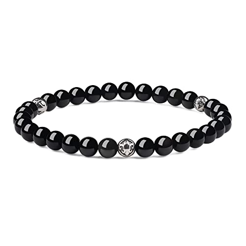 GAVU Unisex Kristall Armband Perlen Armband aus Obsidian mit Fleur De Lis Größe M GAVU Unisex Kristall Armband Perlen Armband aus Obsidian mit Fleur De Lis Größe M von GAVU